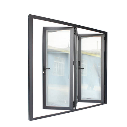 Rothnow® Aluminum Window 75 Series folding window with interior louver, black finish, 1000mm x 1000mm, sleek modern design