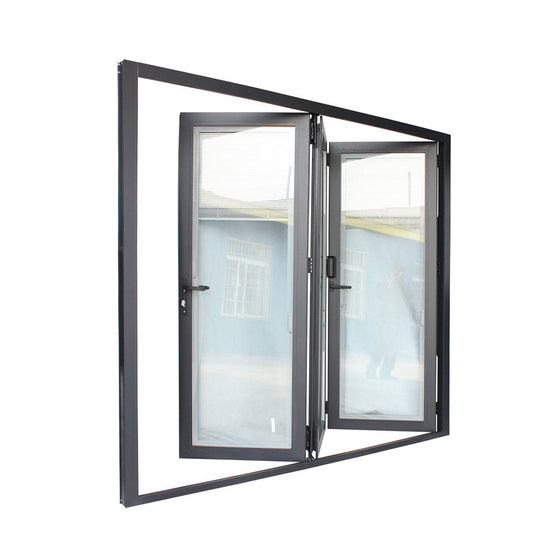 Rothnow® Aluminum Window 75 Series folding window with interior louver, black finish, 1000mm x 1000mm, sleek modern design