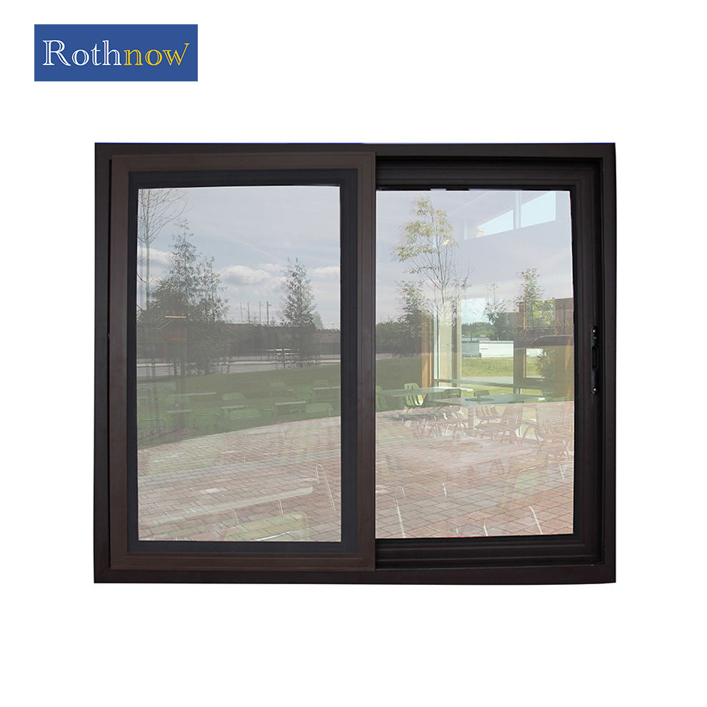 Rothnow® aluminum 80 series sliding window in black color, showing the sleek black frame and glass panes.