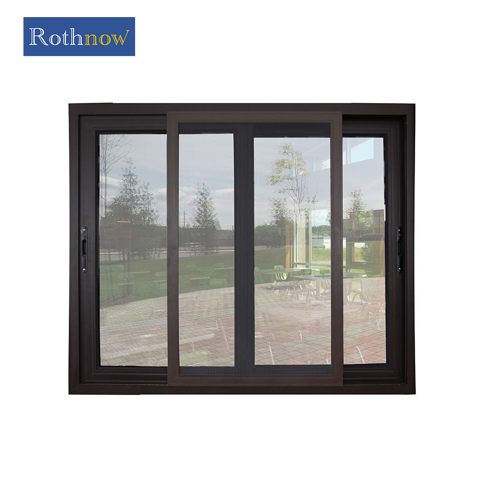 Rothnow® Aluminum Window 80 Series sliding window in black, with a sleek black frame and clear glass for modern home ventilation.