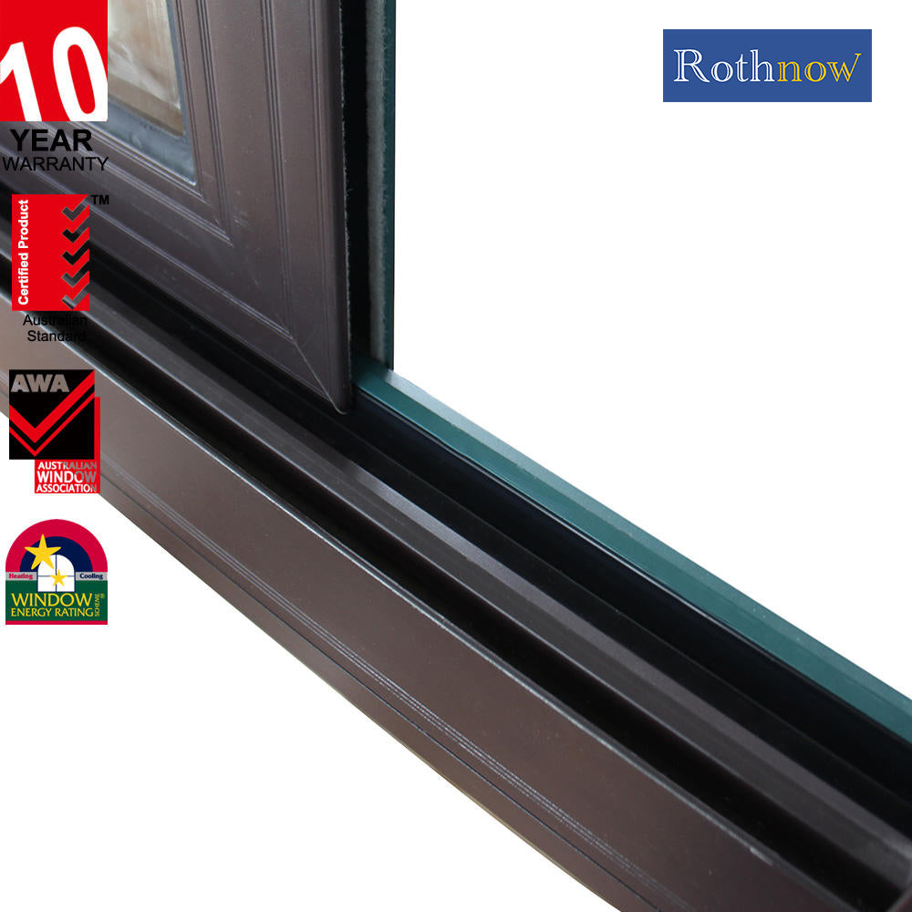 Black Rothnow aluminum 80 series sliding window with 1000mm x 1000mm glass, showcasing sleek design and durable frame.
