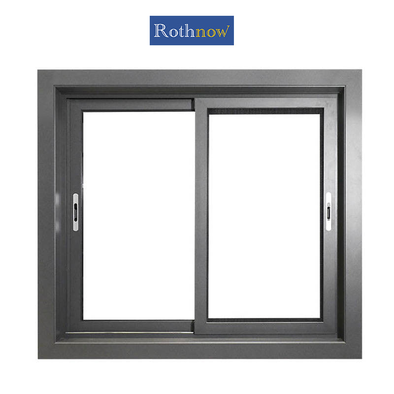 Black Rothnow® Aluminum 80 Series sliding window with thermal break profile, 1000mm x 1000mm, showcasing sleek modern design.