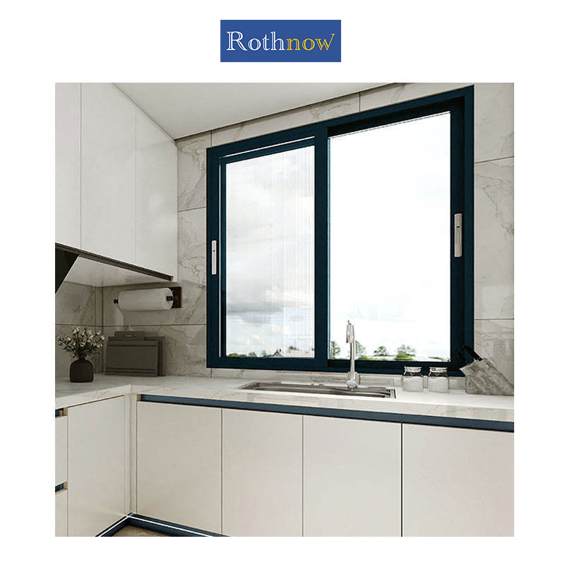 Rothnow Aluminum 80 Series Sliding Window in black with thermal break profile, 1000mm wide by 1000mm high, modern window design