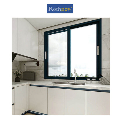 Rothnow Aluminum 80 Series Sliding Window in black with thermal break profile, 1000mm wide by 1000mm high, modern window design