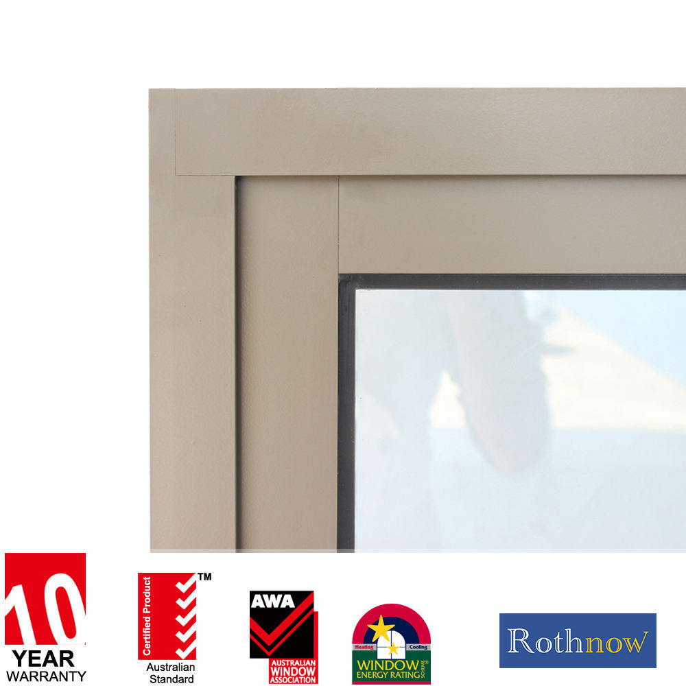 Rothnow® Aluminum Window 80 Series sliding window in brown color, with 1000mm width and 1000mm height, featuring a sleek design