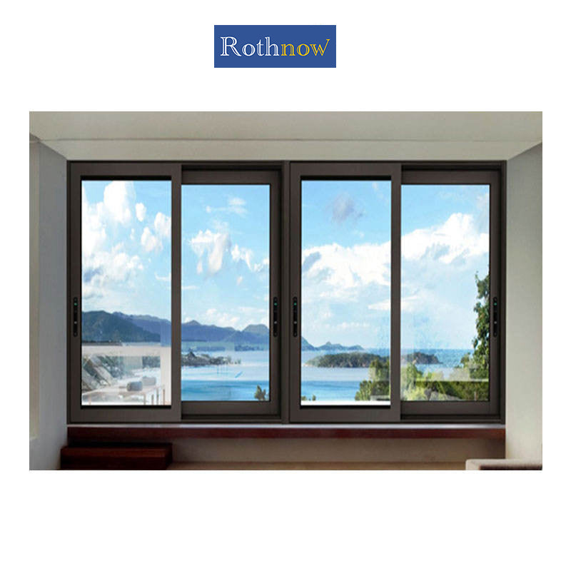 Black Rothnow aluminum 80 series sliding window with double sliding leaves, 1000mm W x 1000mm H, for modern home ventilation.