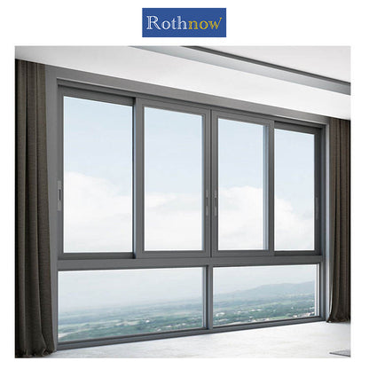 Rothnow® Aluminum 80 Series Sliding Window in Gun Grey, 1000mm W x 1000mm H, with black frame and sleek modern design