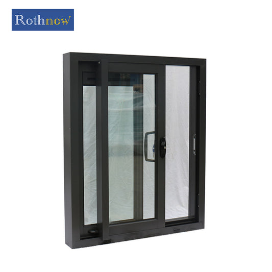 Rothnow Aluminum Window 80 Series sliding window, hurricane-proof, black frame, 1000mm wide by 1000mm high, suitable for storm protection.