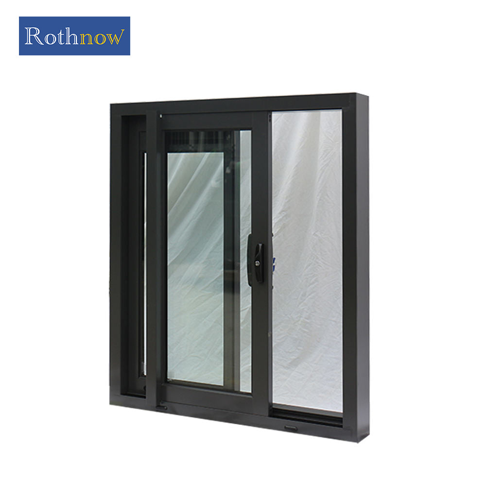 Rothnow Aluminum 80 Series Sliding Window, 1000mm x 1000mm, black, hurricane-proof window with sleek design and durable frame.