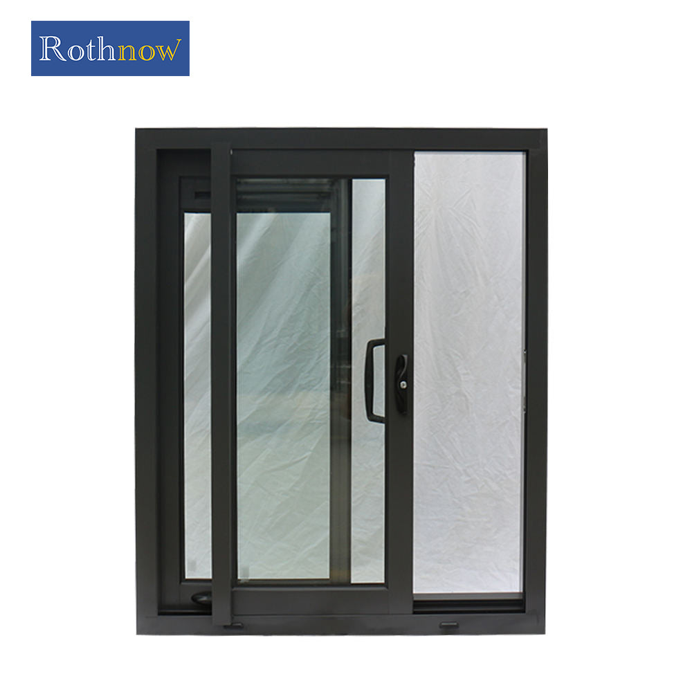 Rothnow Aluminum Window 80 Series sliding hurricane-proof window in black, measuring 1000mm W x 1000mm H with 150mm width frame.