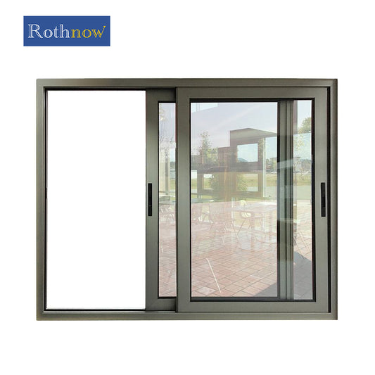 Rothnow® Aluminum Window 80 Series sliding window with thermal break, black finish, 1000mm x 1000mm dimensions, modern design.