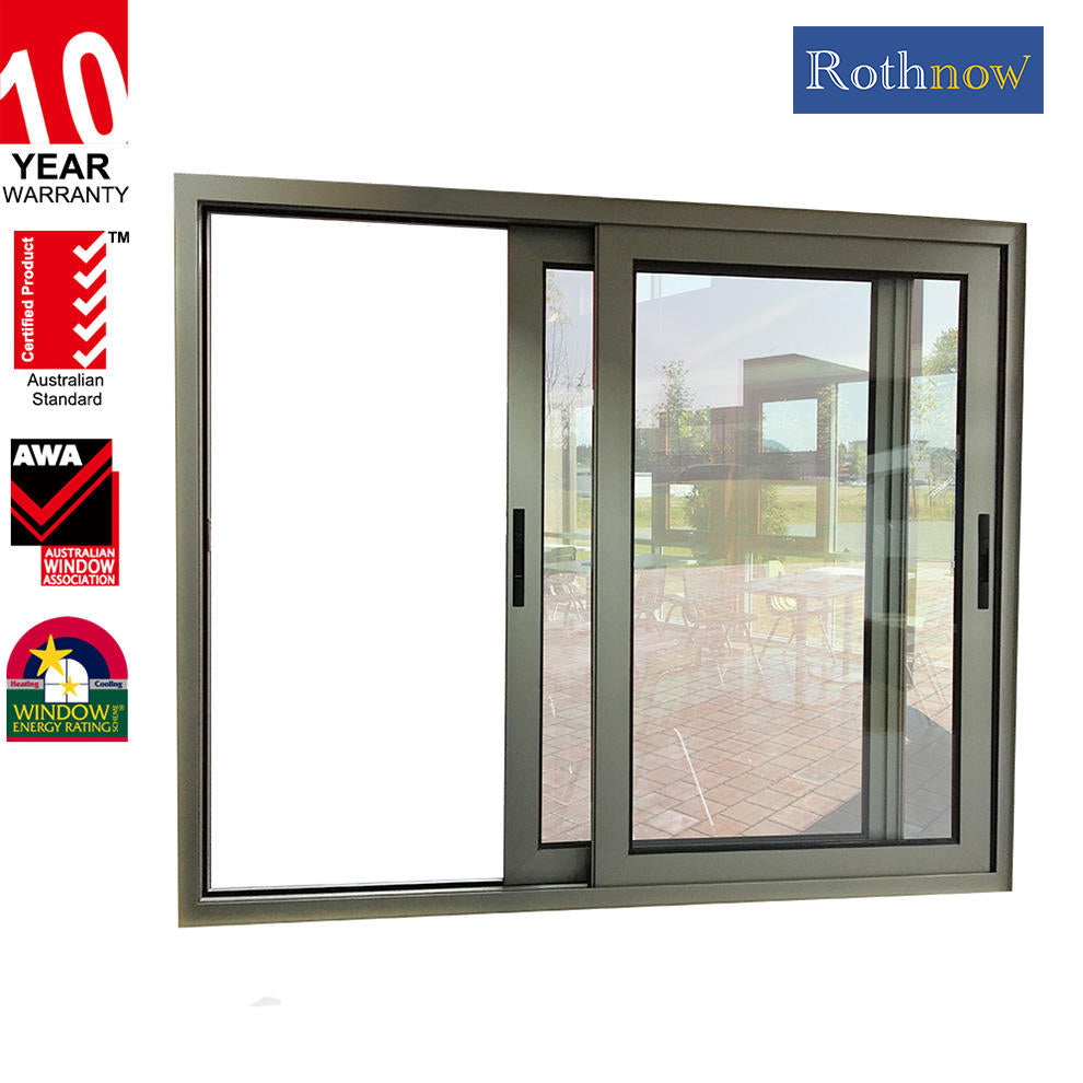Rothnow® Aluminum Window 80 Series sliding window with thermal break, black frame, measuring 1000mm W x 1000mm H.