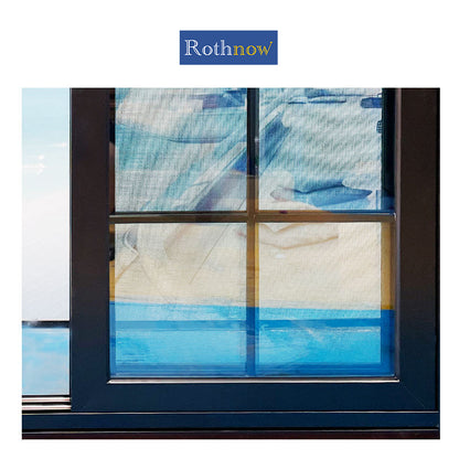 Rothnow® Aluminum Window 80 Series sliding window with grille, black frame, 1000mm width by 1000mm height, modern design.