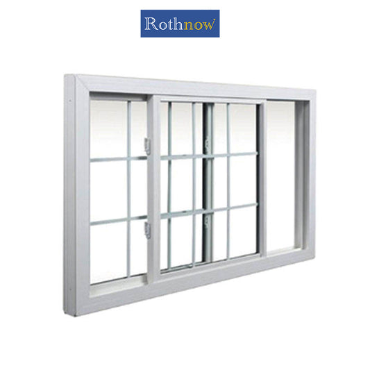 Rothnow® Aluminum 80 Series sliding window with grille decoration, black frame, 1000mm W x 1000mm H, modern design for natural light.