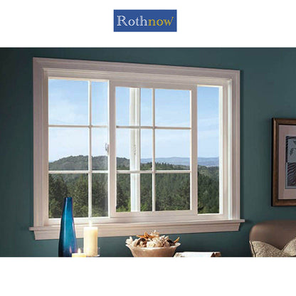 Black Rothnow aluminum 80 series sliding window with grille decoration, measuring 1000mm wide by 1000mm high.
