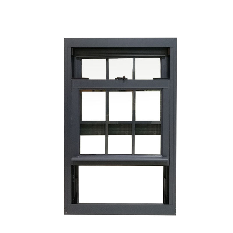 Rothnow® Aluminum 83 Series Double Hung Window in black, showing the sleek black frame and double sash design.