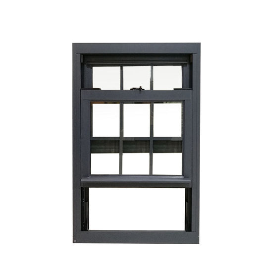 Rothnow® Aluminum 83 Series Double Hung Window in black, showing the sleek black frame and double sash design.