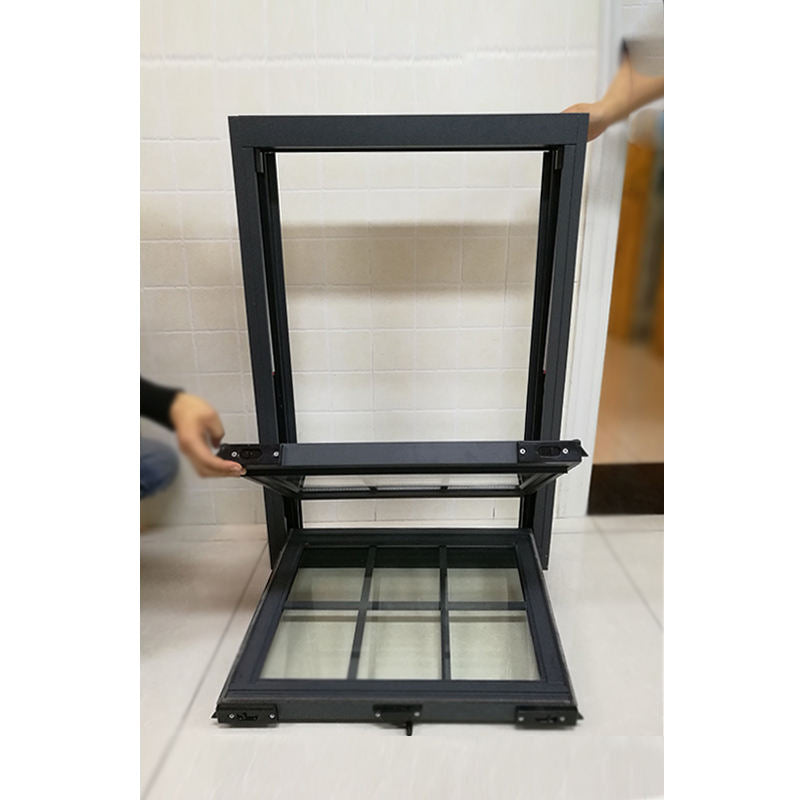 Rothnow® Aluminum 83 Series Double Hung Window in black, showing the sleek black frame and double sash design.