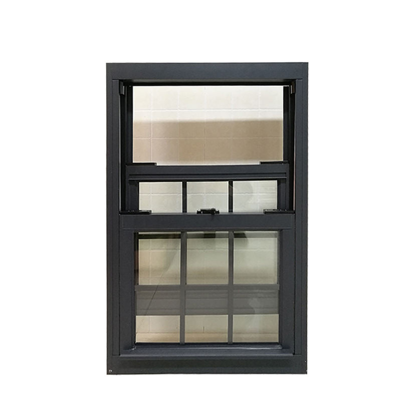 Rothnow® Aluminum 83 Series Double Hung Window in black, showing the sleek black frame and double sash design.