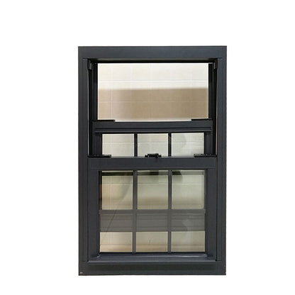 Rothnow® Aluminum 83 Series Double Hung Window in black, showing the sleek black frame and double sash design.