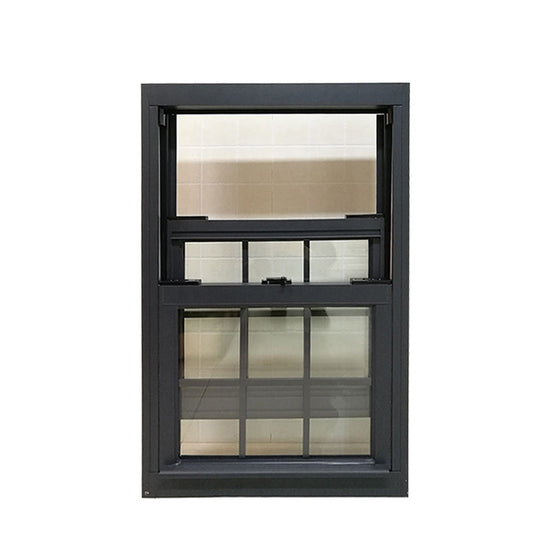 Rothnow® Aluminum 83 Series Double Hung Window in black, showing the sleek black frame and double sash design.