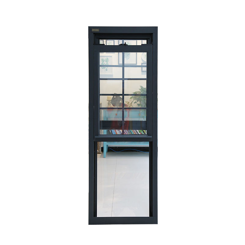 Rothnow® Aluminum 83 Series Double Hung Window in black, featuring a sleek black frame and double sash design.