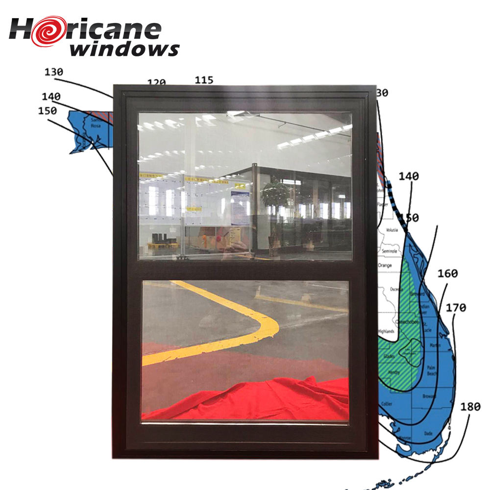 Rothnow® Aluminum 83 Series Double Hung Window in black, 1000mm x 1000mm, hurricane-proof design, for secure ventilation and natural light.