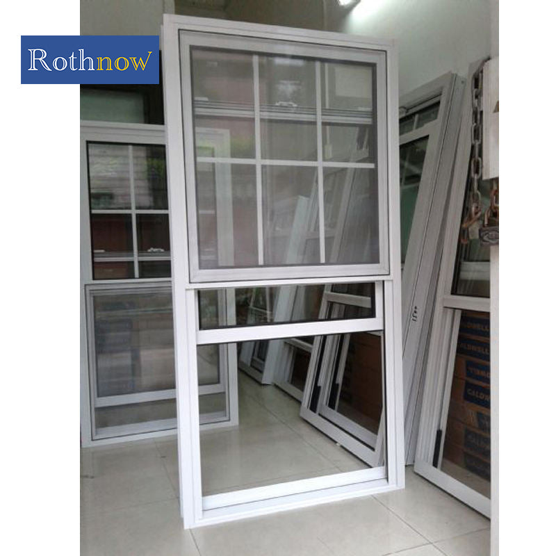 White Rothnow aluminum 83 Series double hung window, 1000mm x 1000mm with black frame accents, showcasing a sleek, modern design.