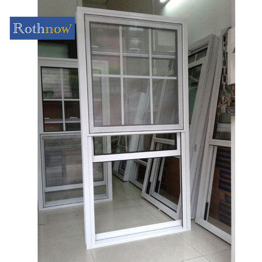 White Rothnow aluminum 83 Series double hung window, 1000mm x 1000mm with black frame accents, showcasing a sleek, modern design.