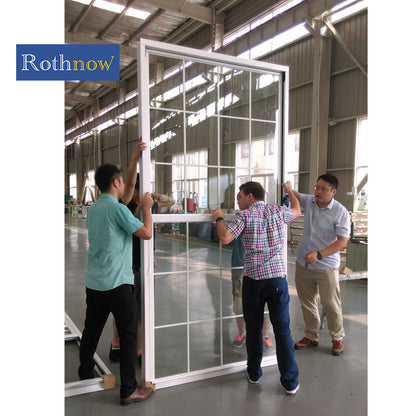 Rothnow® Aluminum 83 Series double hung window in white with black frame, 1000mm W x 1000mm H, featuring a sleek modern design