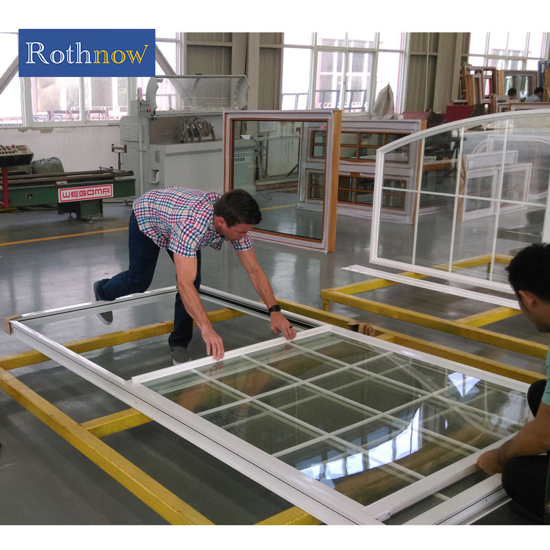 Rothnow® Aluminum 83 Series double hung window in white, 1000mm x 1000mm, with black frame accents, showcasing a modern window design.