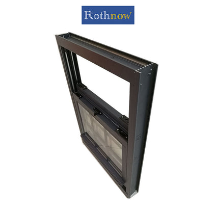 Rothnow® Aluminum Window 83 Series Double Hung with Grille, black finish, 1000mm W x 1000mm H, modern window design