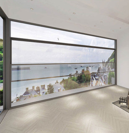 Rothnow® Aluminum Window 83 Series single hung window with auto open and close feature, black frame, 1000mm x 1000mm size.