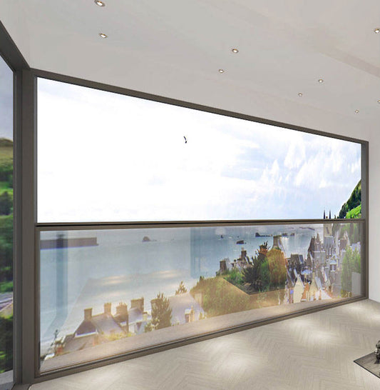 Rothnow® Aluminum 83 Series Single Hung Window with black frame, auto open and close, 1000mm x 1000mm size.