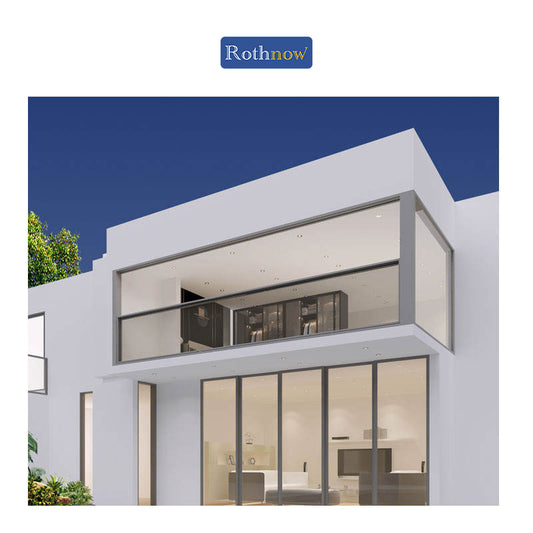 Rothnow® Aluminum 83 Series Single Hung Window with black frame, auto open and close, measuring 1000mm W x 1000mm H