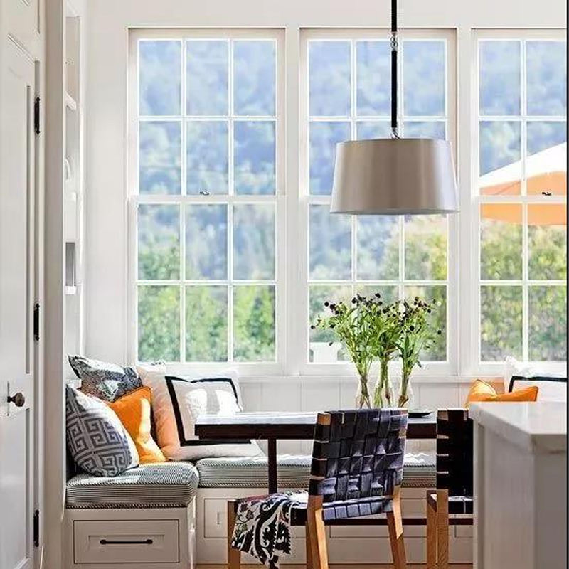 Rothnow® Aluminum 83 Series Single Hung Window with thermal break, black frame, 1000mm x 1000mm size, showing window and frame details.