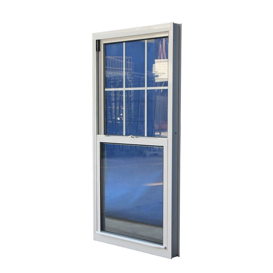 Rothnow® 83 Series aluminum single hung window with tinted glass, 1000mm wide by 1000mm high, black frame and sleek design.