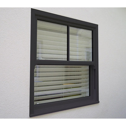 Rothnow® Aluminum 83 Series Single Hung Window with Grille, 1000mm W x 1000mm H, black frame, showcasing the window with grille details.