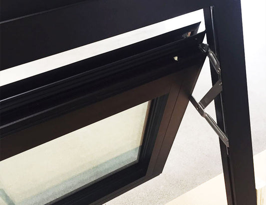 Rothnow® aluminum 50 series awning window, black finish, 1000mm W x 1000mm H, cost-effective and durable for modern homes.
