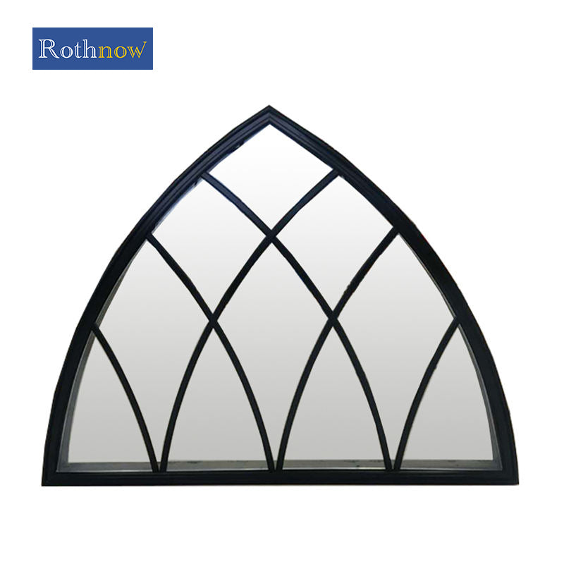 Rothnow French Style Aluminum Fixed Window in black, 50 Series, 1000mm wide by 1000mm high, with sleek aluminum frame.