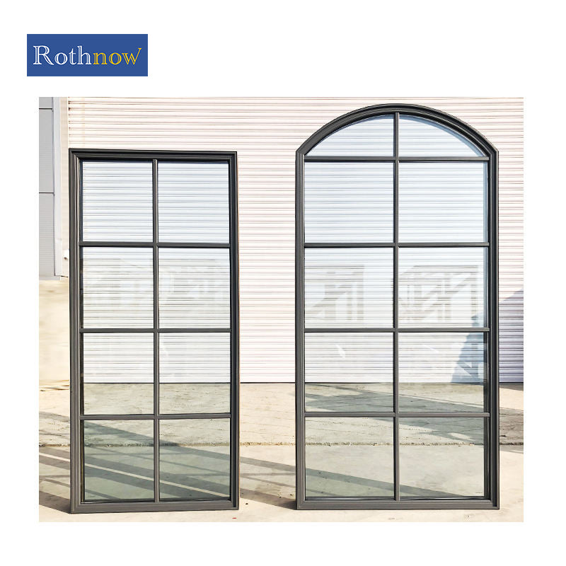 Rothnow® French Style Aluminum Fixed Window, 50 Series, black frame, 1000mm W x 1000mm H, with sleek modern design.