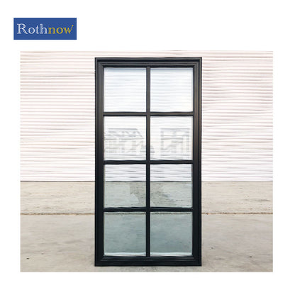 Rothnow® French Style Aluminum Window 50 Series, 1000mm W x 1000mm H, black fixed window with sleek frame and clear glass pane