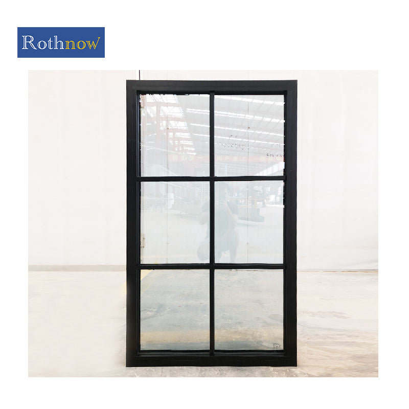 Rothnow French Style Aluminum Fixed Window, 50 Series, black frame, with clear glass and sleek modern design.