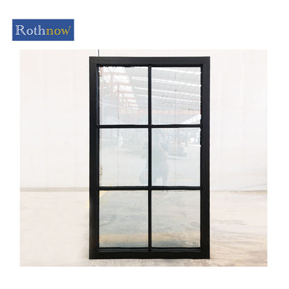 Rothnow French Style Aluminum Fixed Window, 50 Series, black frame, with clear glass and sleek modern design.