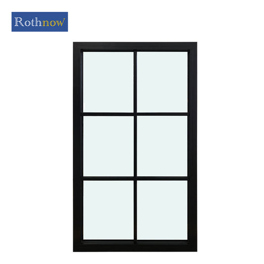 Rothnow French Style Aluminum Fixed Window 50 Series, 1000mm W x 1000mm H, black finish, showcasing sleek modern design.