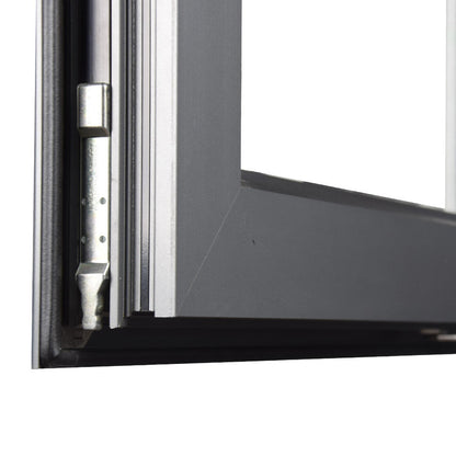 Rothnow® French style aluminum casement window with insulated glass, black finish, measuring 1000mm W x 1000mm H.