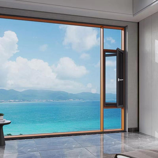 Rothnow French Style Aluminum Casement Window, 55 Series, black finish with clear glass, 1000mm x 1000mm window frame.
