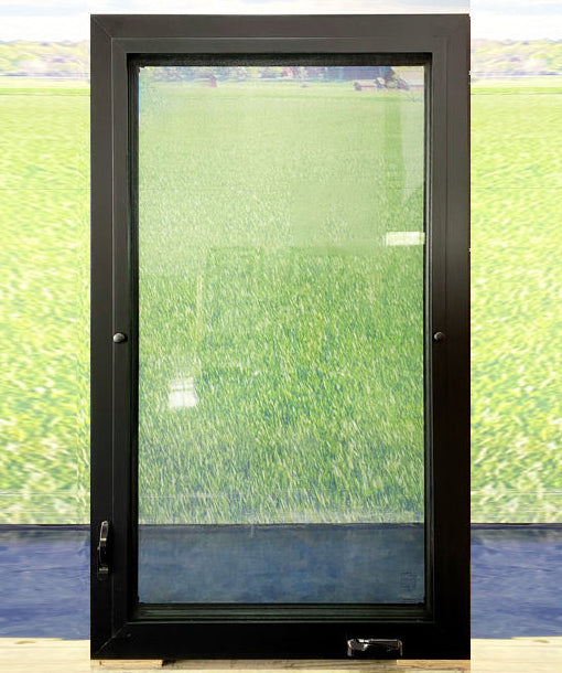 Rothnow® 50 Series aluminum casement window, black finish, 1000mm wide by 1000mm high, high-quality aluminum frame.