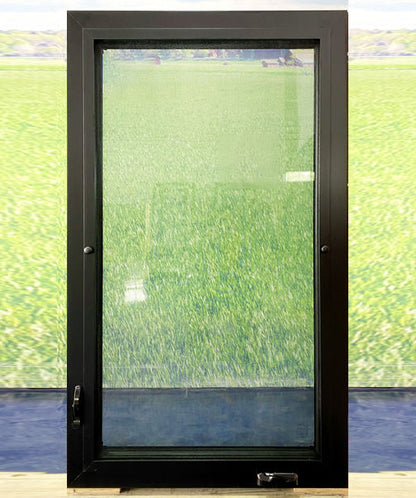 Rothnow® 50 Series aluminum casement window, black finish, 1000mm wide by 1000mm high, high-quality aluminum frame.