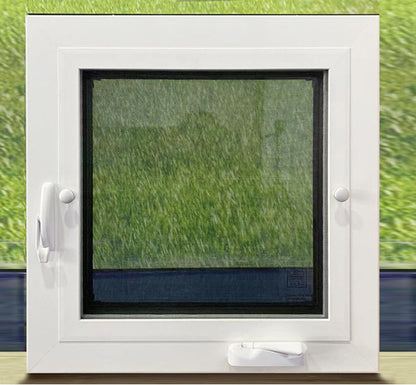 Rothnow® high-quality aluminum 50 Series casement window, 1000mm x 1000mm with black frame and open sash, for modern homes.